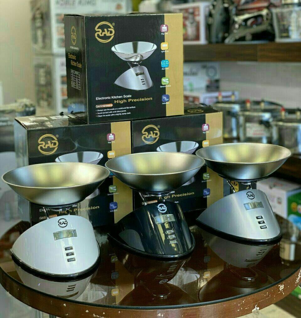 ترازو آشپزخانه در سه رنگ سفید مشکی نقره ای