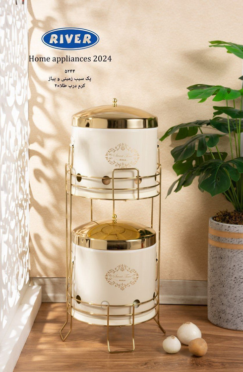 پک سیب زمینی و پیاز تمام فلز درب طلا ریور رنگ کرم