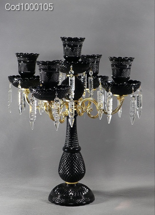 خرید آنلاین شمعدان کریستال مشکی پنج شعله شیک و جدید و قیمت مناسب