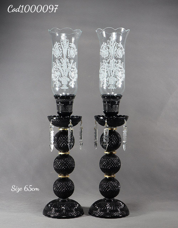 خرید اینترنتی شمعدان کریستال باکارات مشکی آویزدار