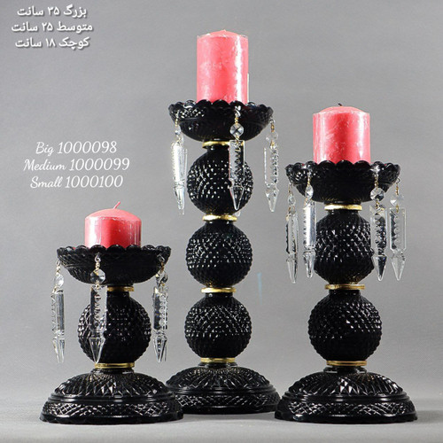 خرید اینترنتی شمعدان کریستال مشکی باکارات آویزدار